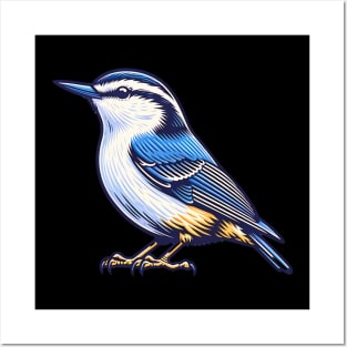 White Breast Nuthatch Bird Posters and Art